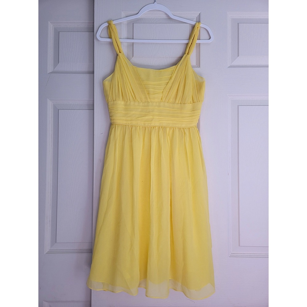 Banana Republic 100% Silk Yellow Lauren GG Mini Dress Fit & Flare Size 4 - Picture 14 of 14